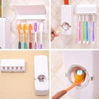 Automatic Toothpaste Dispenser with 5 Toothbrush Holder - Wall Mounted