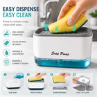 Kitchen soap dispenser with sponge holder