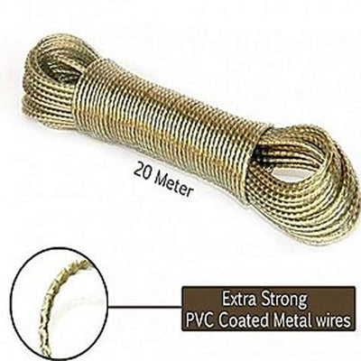PVC Coated Clothesline Rope 20 Meters - Heavy Duty Drying Line (Pack of 2)