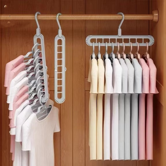Space saving 9 hole magic hanger closet organizer