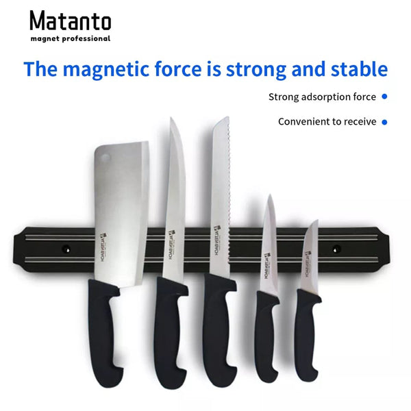 Powerful magnetic knife holder black wall mounted