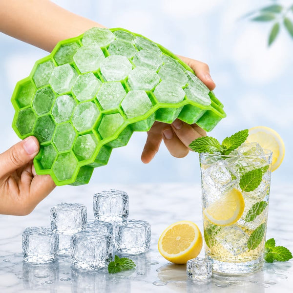 Honeycomb Silicone Ice Cube Tray with Lid