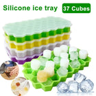 37-Cube Honeycomb Silicone Ice Tray with Lid (Pack of 2)