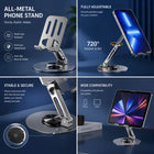 Metal Mobile Holder Stand - 360° Rotatable Adjustable Foldable Phone & Tablet Stand