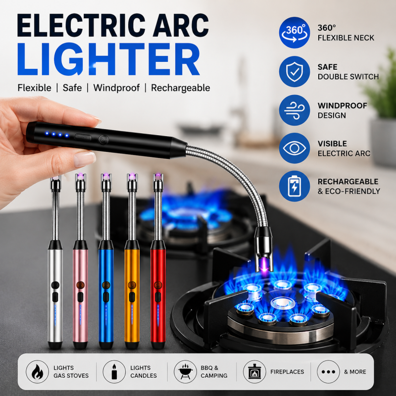 USB ARC Rechargeable Keychain Lighter - Type-C Charging with Card Packing